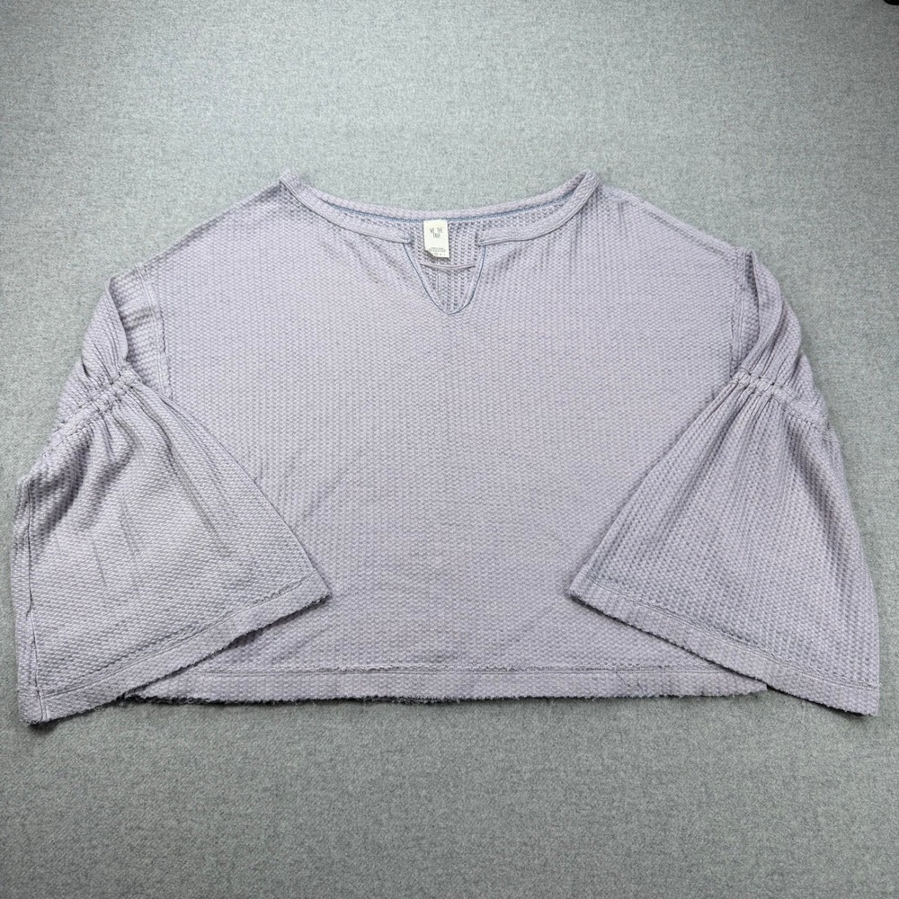 We The Free‎ Waffle Knit Top Womens Small Lavender Bell Sleeve Keyhole Cropped